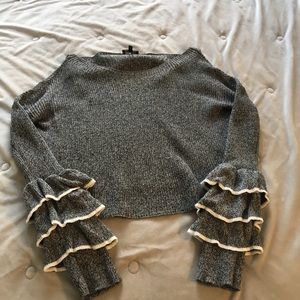Gray Ruffle Sweater